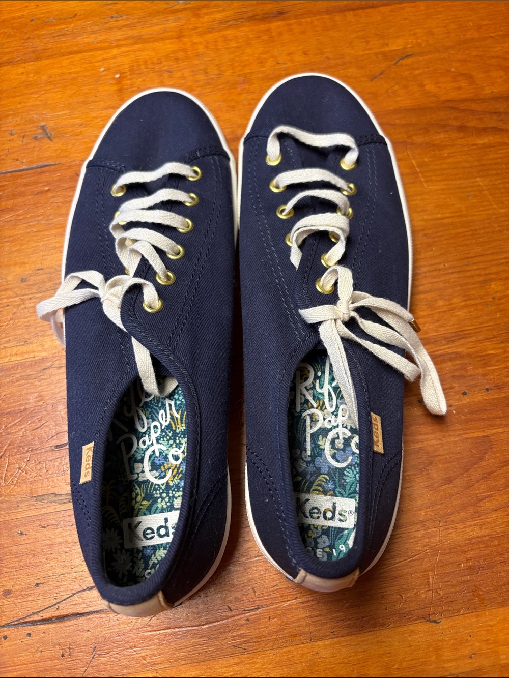 Keds Navy Canvas Women's Low-Top Sneakers with Cream Laces